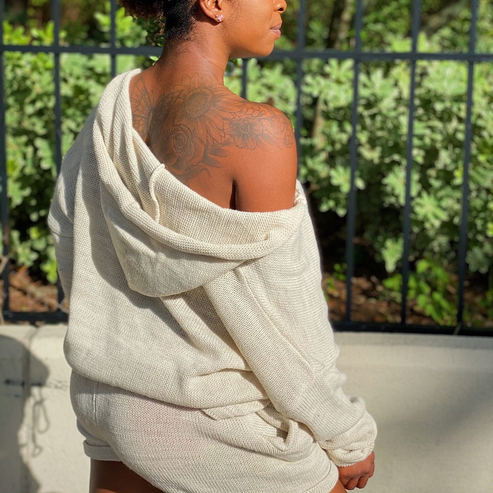 Knitted cardigan short set (grey)